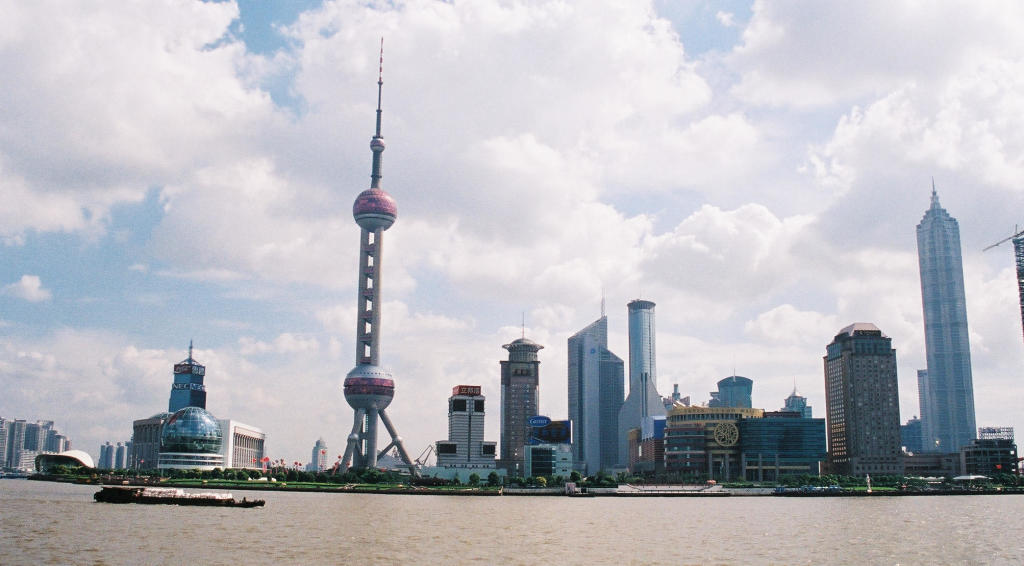 Pudong vue du Bund, en 2002