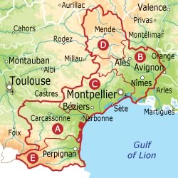 Languedoc-Rousillon map